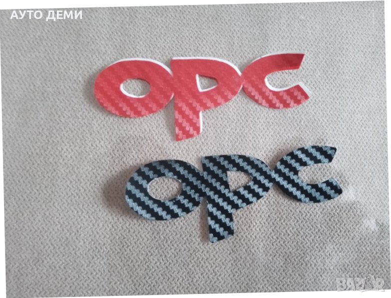 Карбонов самозалепващ стикер лепенка с надпис ОПЦ OPC за кола автомобил ван, снимка 1