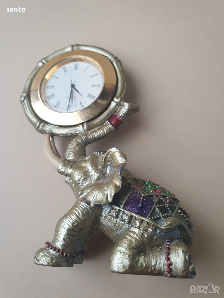 Бронзово слонче Часовник, снимка 1