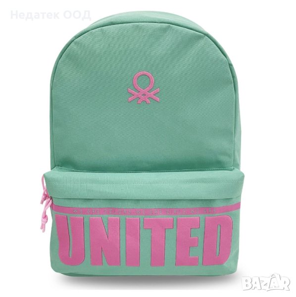 Ученическа раница, Benetton, Mint Pink Letters, 29x11.5x42cм, снимка 1