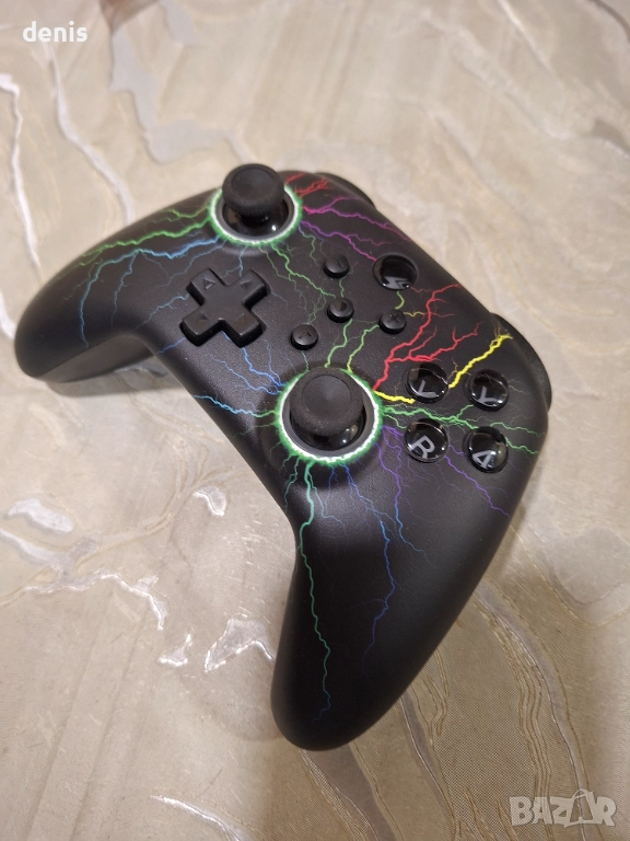 Безжичен контролер, съвместим със Switch Lite/OLED/PC, Bluetooth, RGB, LED 9 цвята, регулируемо турб, снимка 1