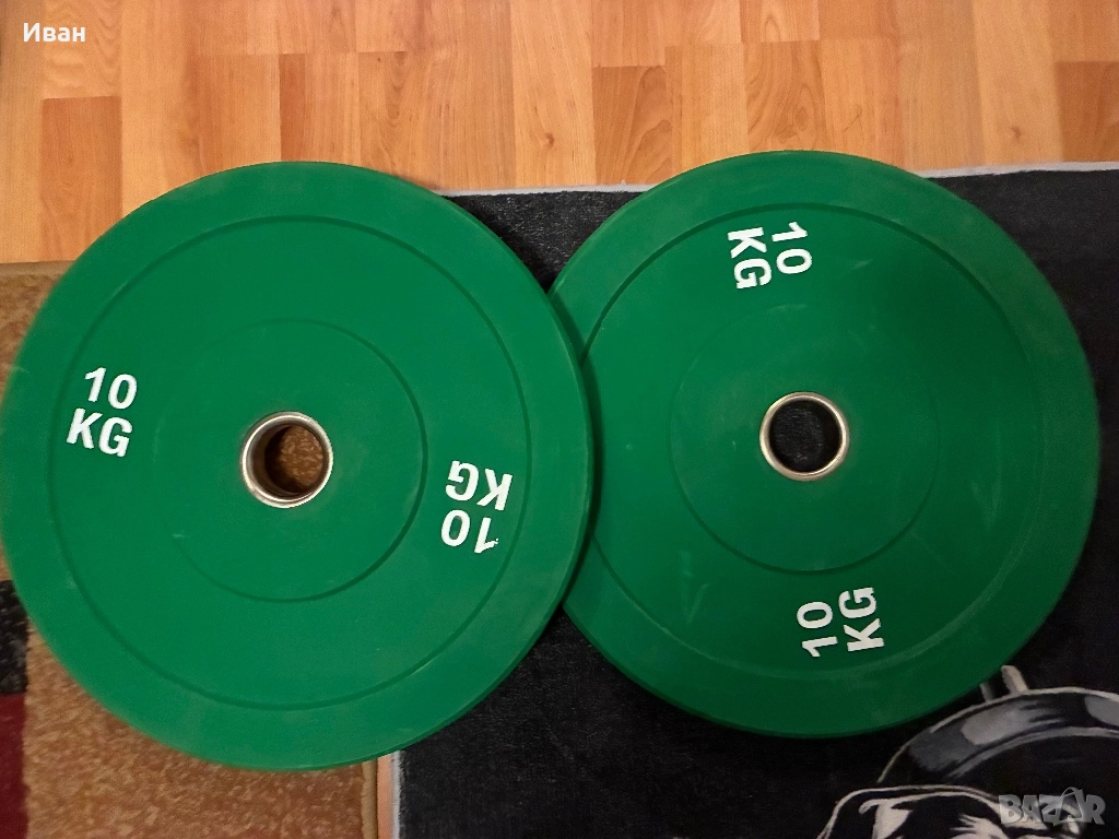 Олимпийски дискове Ф50 2х10кг (Bumper plates) гумирани., снимка 1