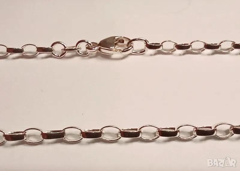 Сребърен синджир и плетка тип ''Булгари'' (Rolo), снимка 1