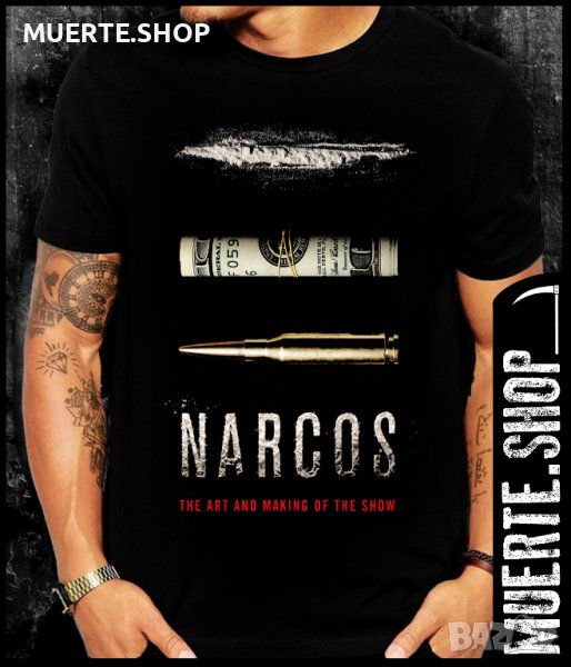 Черна тениска с щампа NARCOS POSTER, снимка 1
