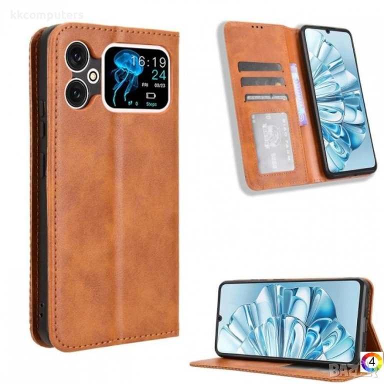 Cubot A20 Retro Wallet Кожен Калъф и Протектор, снимка 1