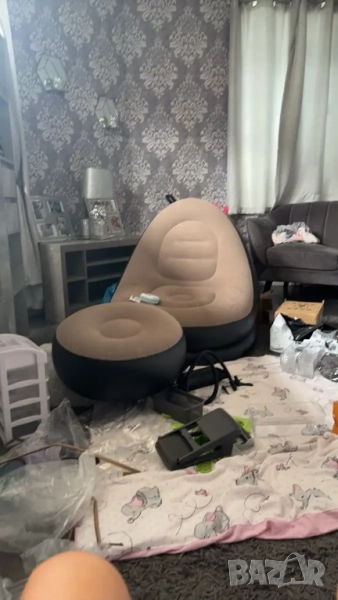 Преносимо надуваемо кресло и табуретка , снимка 1