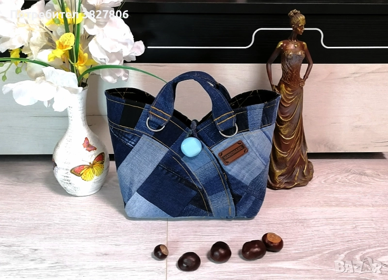 Ръчно изработена дънкова чанта без цип, снимка 1