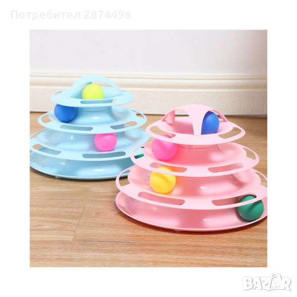 2747 Играчка за котки пирамида с топки, снимка 1