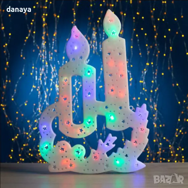 5456 Светеща коледна украса Свещи, 42x27cm, снимка 1