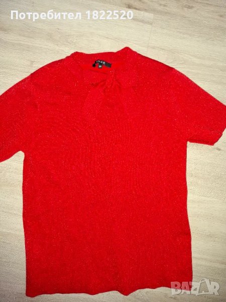 Червена блуза с блясък, снимка 1