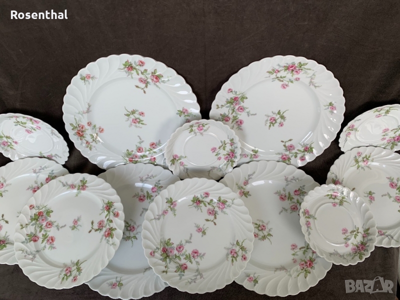 12 броя (4 тройни сета) Френски романтични чинии на Haviland Limoges , снимка 1