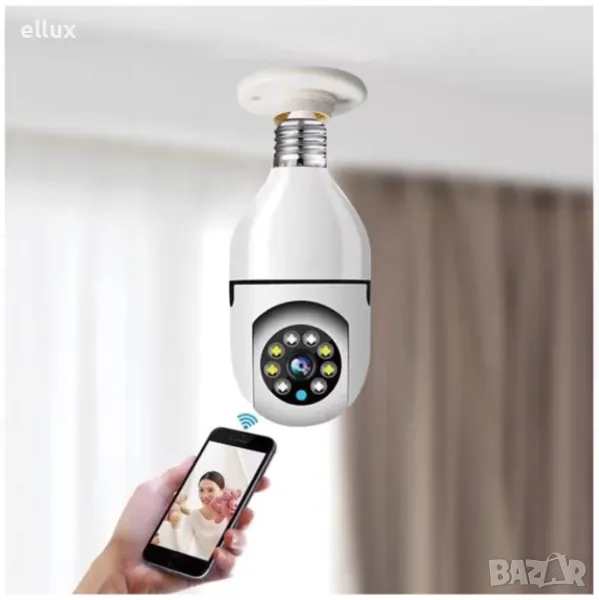 Панорамна WIFI лампа-камера за наблюдение с високо HD качество, снимка 1