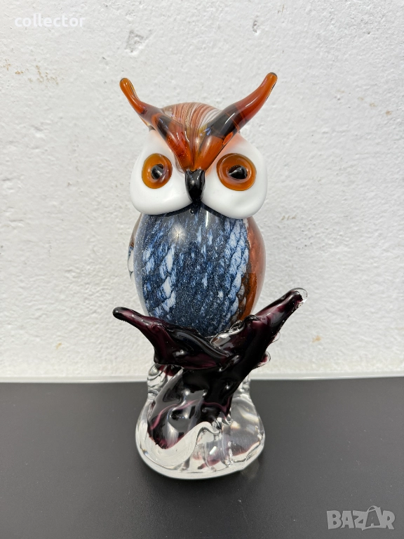 Стъклена фигурка на бухал в стил Мурано. №7645, снимка 1