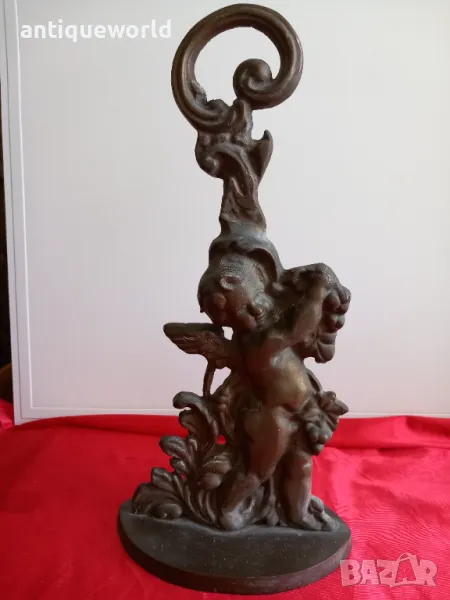 19 Век Викториански Бронзов Стопер за Врата , ХЕРУВИМ , Ангелче, снимка 1