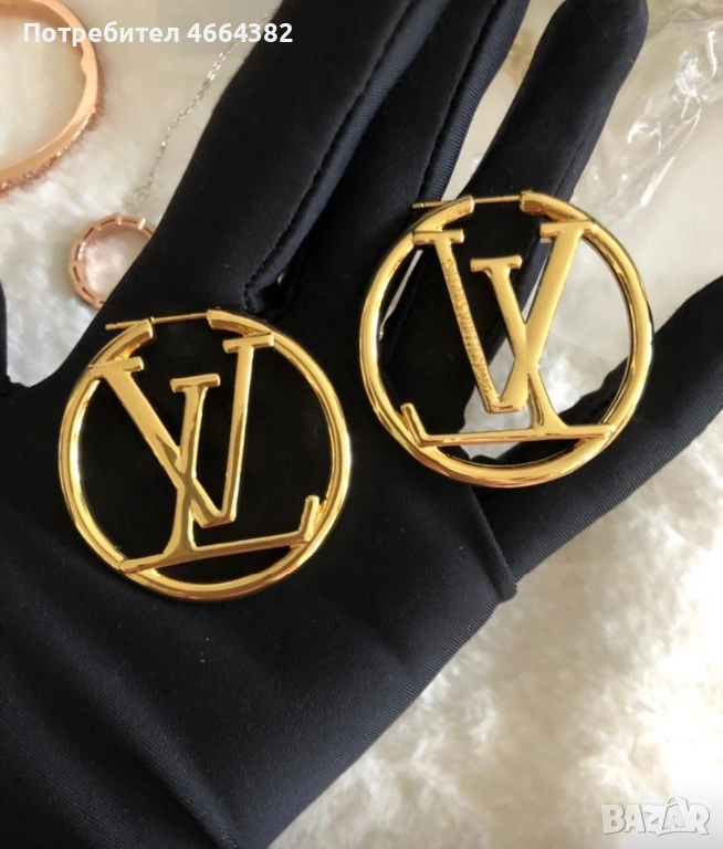 Обеци LV от неръждаема стомана, снимка 1