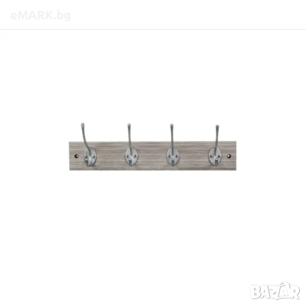 Закачалка за стена от метал и дърво с 4 куки, снимка 1