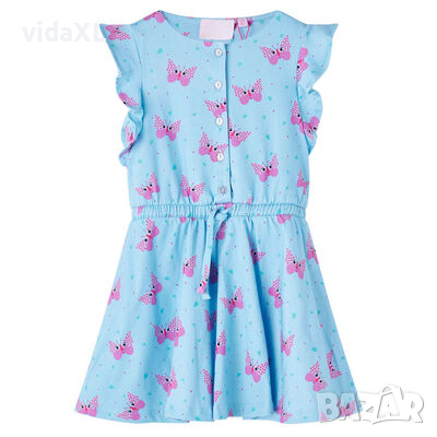 Детска рокля с копчета, без ръкави, синя, 128（SKU:14680, снимка 1