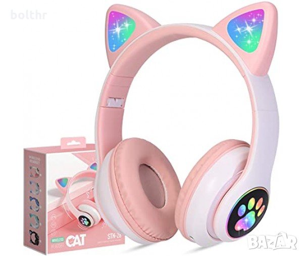 Безжични Блутут Слушалки CAT CXT-B39, Светещи, BT5.0, Цветни LED светлини, снимка 1