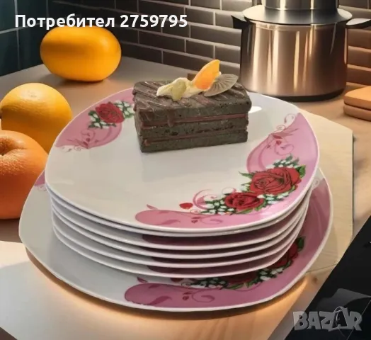 НОВО.Десертни чинии от 7 части комплекта Порцелан