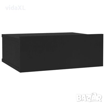 vidaXL Нощно шкафче със стенен монтаж, черно, 40x30x15 см, ПДЧ(SKU:800308, снимка 1