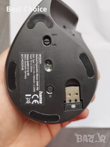 Вертикална мишка Hama EMW-700, безжична, ергономична, 8 бутона, снимка 10 - Клавиатури и мишки - 52477664