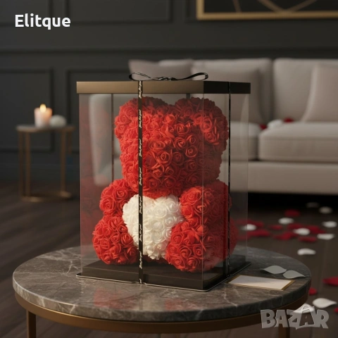 Мече от рози, 25см с подаръчна кутия в 3 цвята, снимка 10 - Подаръци за жени - 53040252