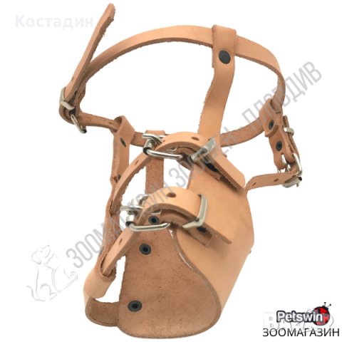 Намордник за Куче - Естествена кожа - Кафяв цвят - за Средни породи - Регулируем размер