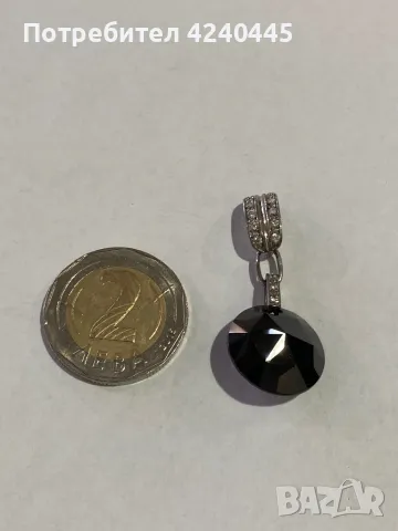 Сребърна висулка с оникс, снимка 3 - Колиета, медальони, синджири - 50301112