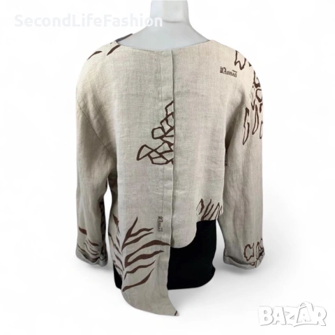 Дамско ленено яке Mark Abbas Femme един размер бежово кафяво, снимка 2 - Якета - 53837923