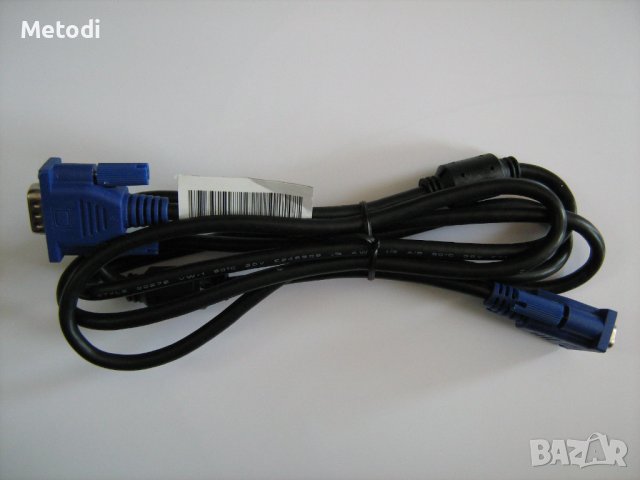 Кабел за монитор VGA-VGA с 2бр. мъжки конектори D-SUB male 15 pin, дължина 1.8 м, снимка 2 - Кабели и адаптери - 42189896