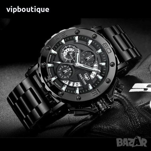 Черен Мъжки Спортен Метален Часовник 