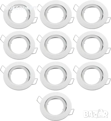 НОВ! Комплект от 10 бели алуминиеви рамки за вграждане – въртящи се
