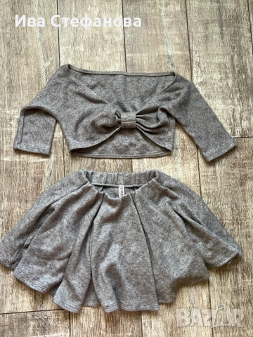 Нов разкошен сив елегантен сет костюм комплект пола топ бюстие Rebrand, снимка 5 - Костюми - 51711476