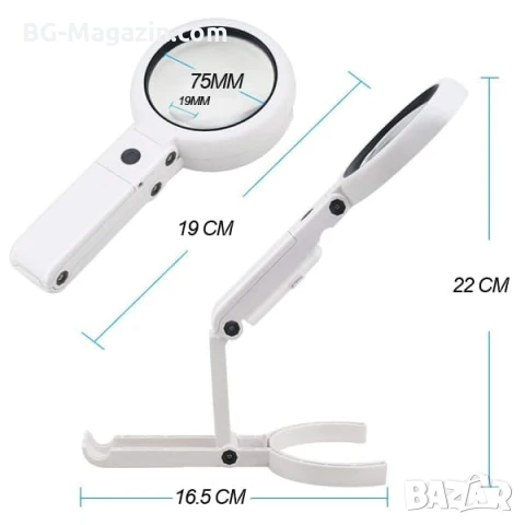 Мощна увеличителна ръчна и настолна лупа с LED осветление лампа стъклена за четене деца насекоми, снимка 3 - Други инструменти - 50920091