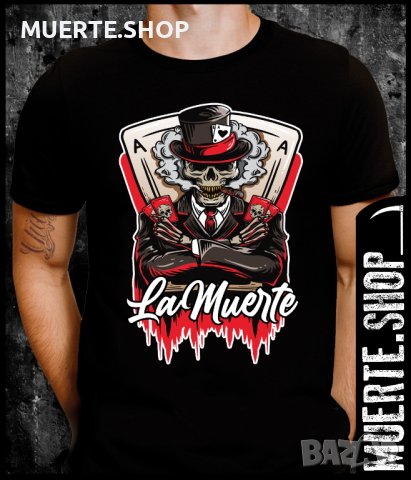 Черна тениска с щампа BAD POKER PLAYER