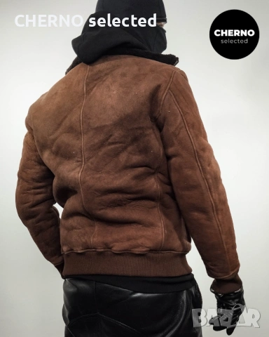 Мъжко бомбър яке от естествена кожа SELECTED HOMME NORTON Lamb Shearling Bomber Jacket – L•M - НОВО, снимка 8 - Якета - 53685679