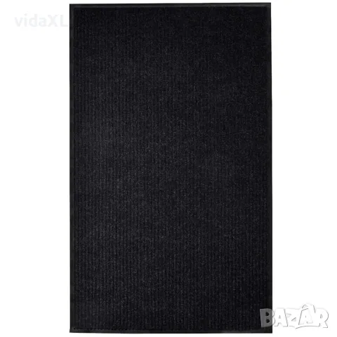 vidaXL Изтривалка за врата, черна, 117x220 см, PVC