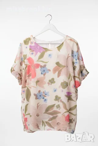 Блуза “Pastel Floral Breeze” – ефирна блуза с пастелен флорален принт арт.5086, снимка 3 - Блузи с дълъг ръкав и пуловери - 55821411