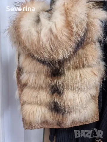 Естествен косъм ракун "Русский мех "невероятен елек с качулка , снимка 12 - Елеци - 49213073