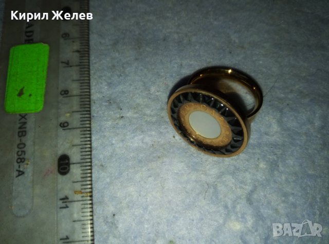 BVLGARI ПОЗЛАТЕН МАРКОВ СЕДЕФЕН АРТ ПРЪСТЕН БУЛГАРИ от БЛАГОРОДНА НЕРЪЖДАЕМА СТОМАНА 38916, снимка 7 - Пръстени - 42082394