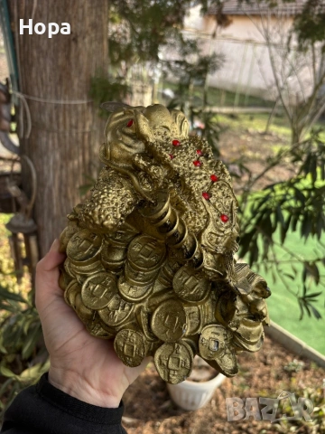 Трикрака жаба с паричка в устата, снимка 7 - Декорация за дома - 53408502