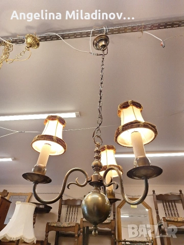 Винтидж полилей месинг , снимка 4 - Полилеи - 53773840