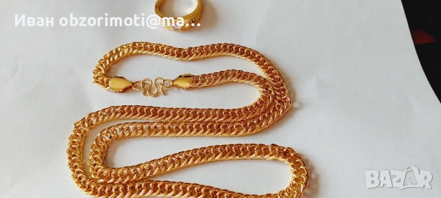 Кубинска двойна верижка 24к, снимка 2 - Колиета, медальони, синджири - 52154371