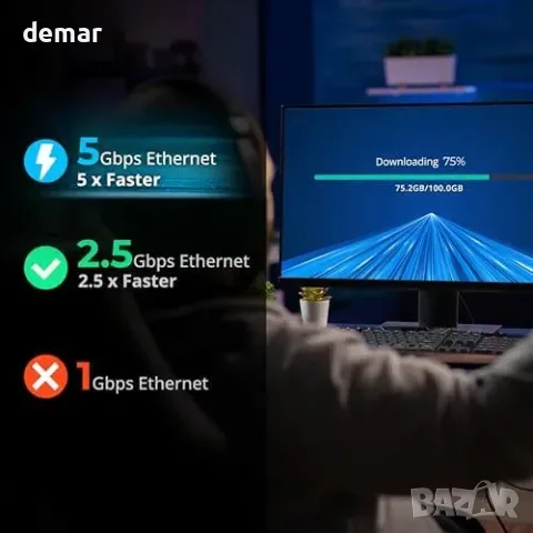 SABRENT USB-C мрежов адаптер до 5 Gbit/s, снимка 3 - Други стоки за дома - 56330082
