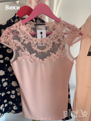 Розова блуза с дантела, снимка 2 - Тениски - 40914381