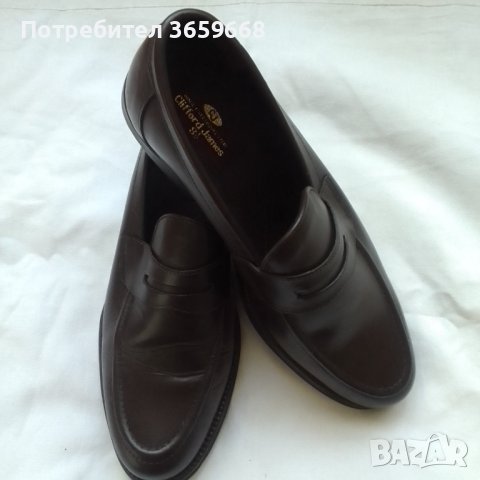 Мъжки обувки от солиден телешки бокс,размер 81/2UK,тъмно кафяви