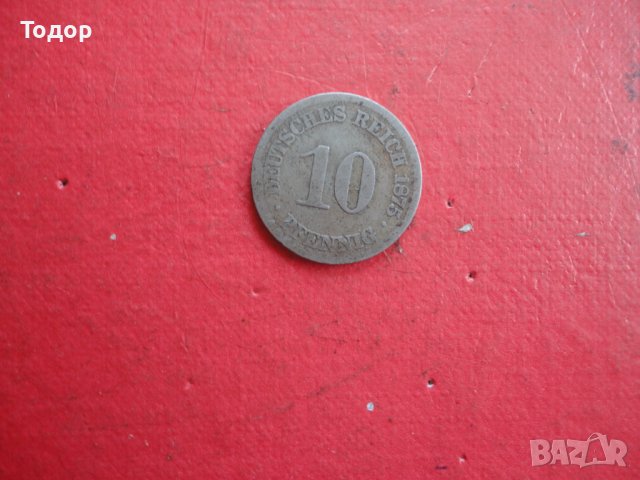 10 пфенинг  1875 Г стара монета Германия , снимка 3 - Нумизматика и бонистика - 41688101