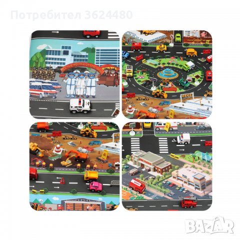 Детска постелка за игра-килим с писта-размери 130х100см, снимка 6 - Играчки за стая - 40004597