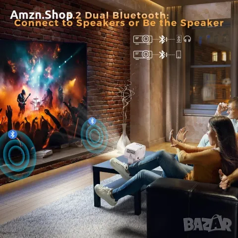 Висококачествен Проектор Jimveo 1080p Full HD  WiFi 6 и Bluetooth 5.2 Преносим проектор, снимка 6 - Плейъри, домашно кино, прожектори - 48419866