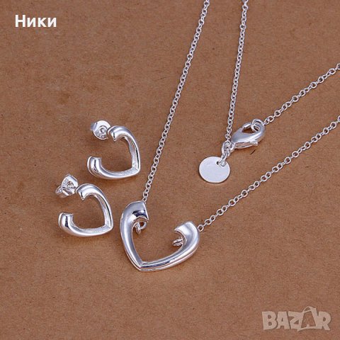 Колие със сърце сребърно покритие 925  - мод.24, снимка 2 - Колиета, медальони, синджири - 11145560