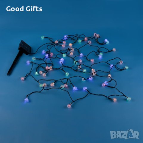 Соларни коледни лампички Кристални Топки, Многоцветни, 60 LED, С програми, снимка 2 - Соларни лампи - 42741817